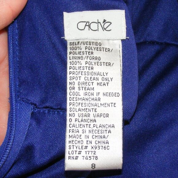 CACHE Evening Dress, XS/S, Blue, Mini, 1 strap, Beaded/Loose, Chiffon - Picture 11 of 11